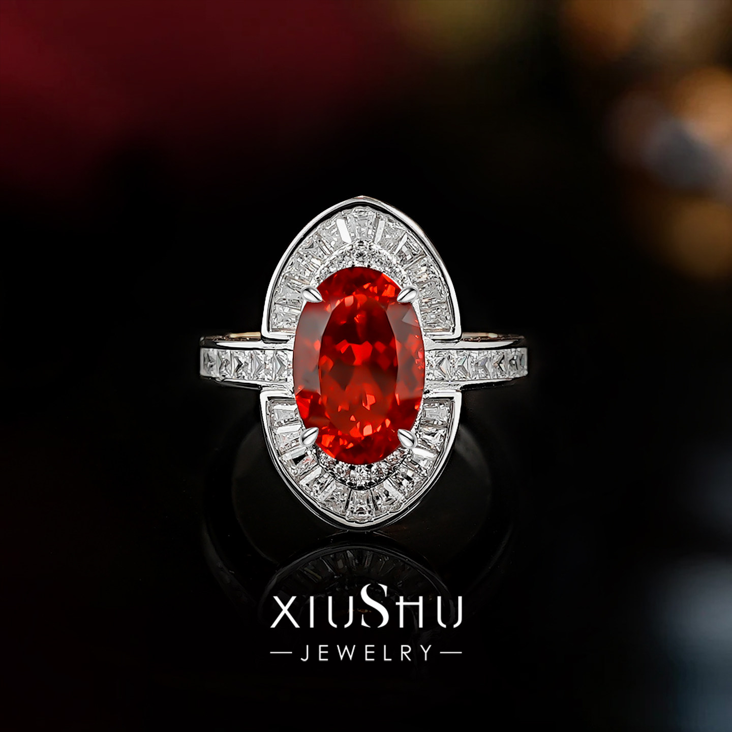 满火彩培育鸽血红宝石925银戒指围镶高级感指环日常百搭轻奢复古