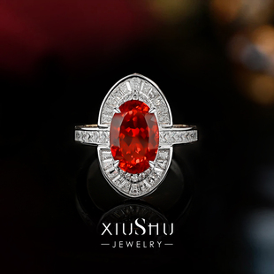 满火彩培育鸽血红宝石925银戒指围镶高级感指环日常百搭轻奢复古