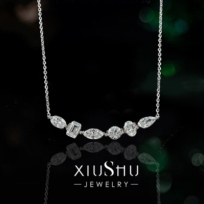 轻奢异形925银简约白色钻吊坠