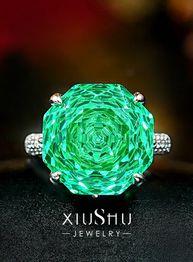 定制款12ct千禧玫瑰切《玫光绮梦》戒指女食指夸张大重工奢华新款