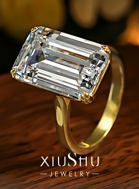 12ct长方大冰糖极简风戒指