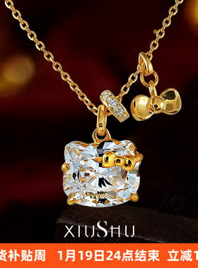 Kitty猫咪蝴蝶结925纯银锁骨项链