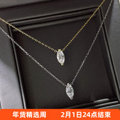 爆闪1克拉925纯银仿真钻项链锁骨链吊坠进口高碳钻马眼科技宝石