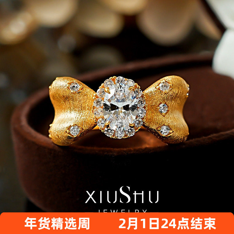 在逃公主蝴蝶结戒指中古拉丝鸽子蛋高碳钻宽版排钻925银精工点钻,饰品/流行首饰/时尚饰品新,戒指/指环,淘宝优惠券,粉丝福利购,淘宝优惠卷
