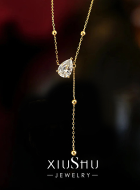 925纯银白钻款水滴锁骨项链