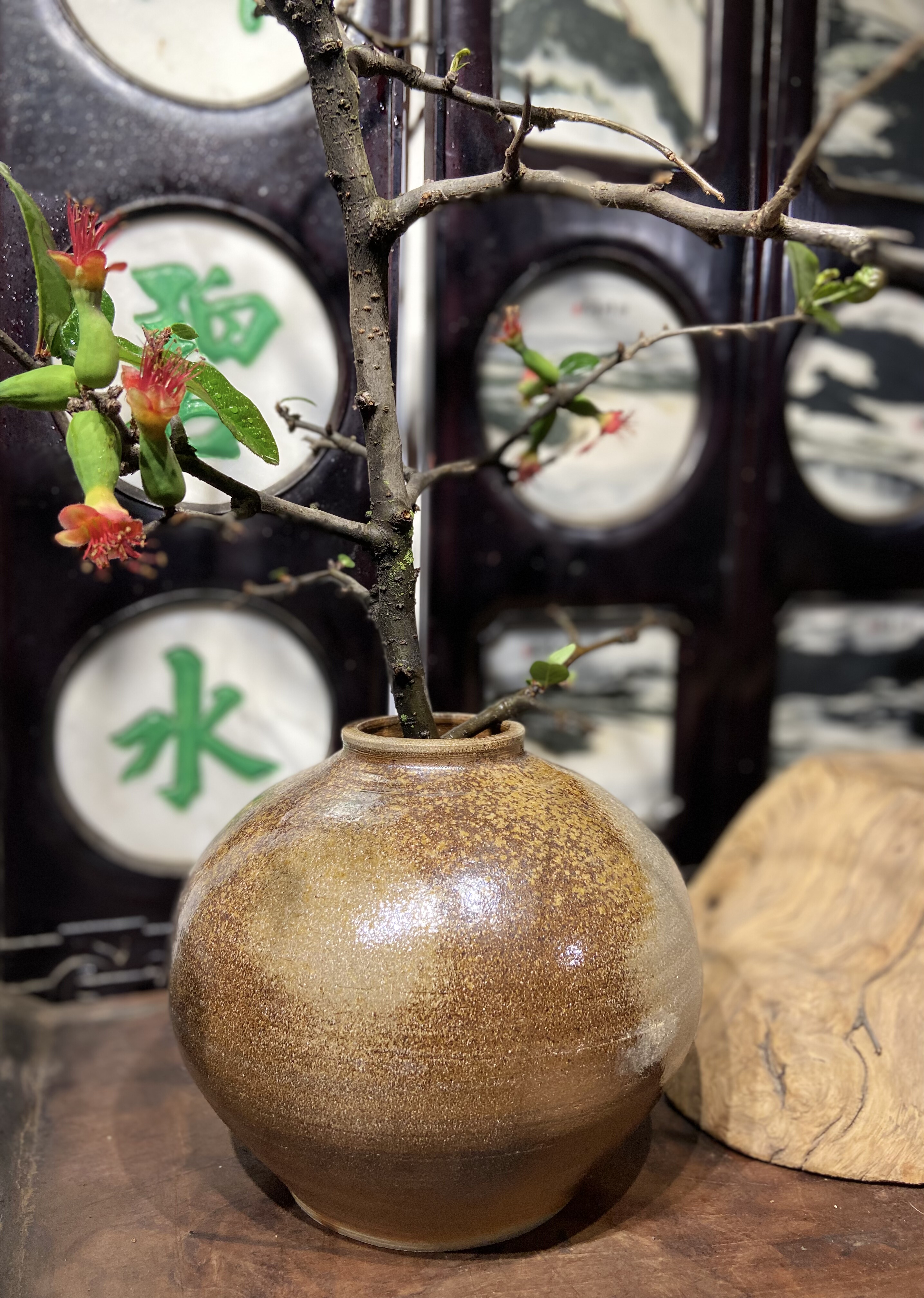 新中式粗陶花瓶复古侘寂风民宿酒店陶瓷摆件居家客厅装饰品老陶罐