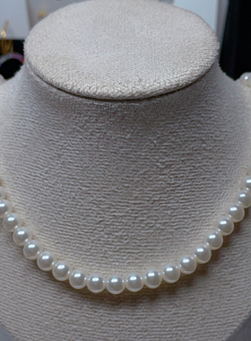 通体银项链施家珍珠颈链6mm高亮珠珠毛衣链链送礼百搭带礼盒