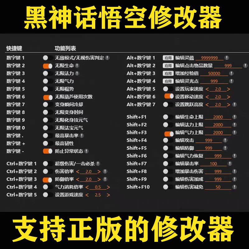 黑神话悟空豪华版Steam修改器Epic游戏辅助不含游戏风灵月影