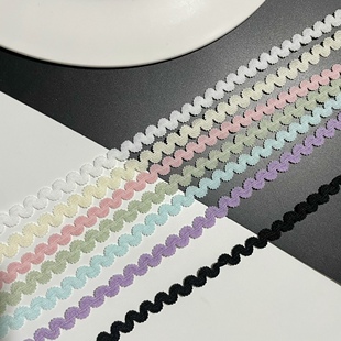 6mm波浪弹力蕾丝花边手工辅料布料娃衣装饰服装镶边配件水兵织带