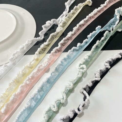 2cm米白黑色狗牙雪纱褶皱花边辅料袖口衣领娃衣裙Lolita窗帘装饰