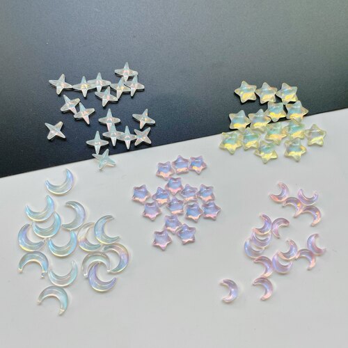 摩卡极光四角星星 月亮diy饰品手机壳盲盒装饰配件吧唧托娃娃材料