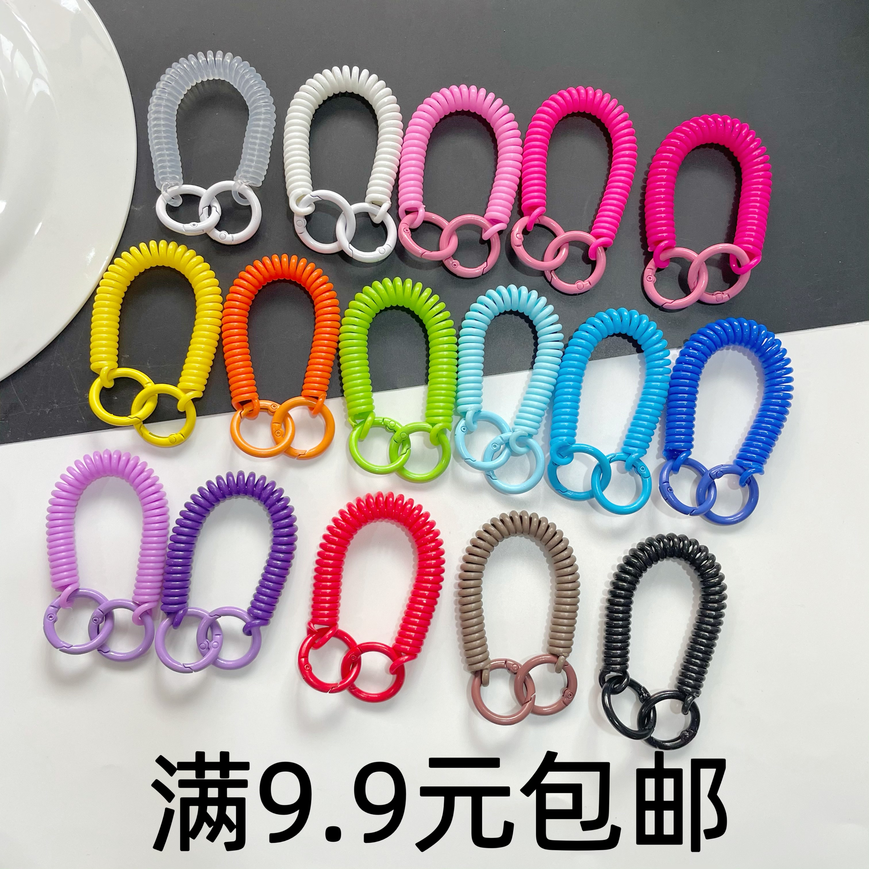 个性卡通电话线挂绳钥匙扣门禁卡塑料弹簧钥匙链挂绳伸缩弹力绳链