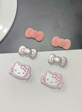 ins银灰粉色猫咪五角星树脂饰品配件手工diy发夹手机壳鞋扣花材料