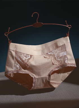 4条纯棉女内裤中腰柔软亲肤棉质面料性感蕾丝纯色包臀透气三角裤