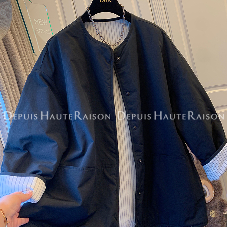 DHR高级感设计师圆领宽松棉服