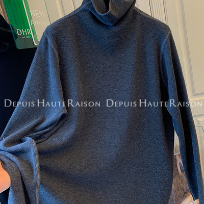 DHR设计感明线堆堆半高领针织衫