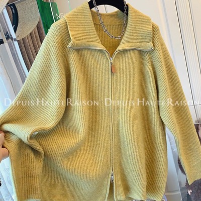 DHR高级气质翻领拉链毛衣针织衫