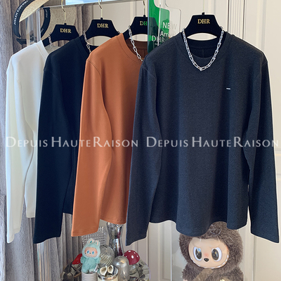 DHR软糯纯色加厚绒打底衫长袖T恤