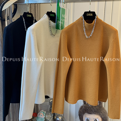 DHR气质半高领针织衫毛衣打底衫