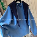 DHR 气质软糯针织披肩圆领套头加绒卫衣两件套宽松休闲上衣冬新款