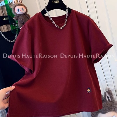 DHR美式减龄刺绣短袖T恤宽松