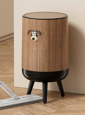 uforu中古木纹垃圾桶家用客厅厨房复古高款免弯腰大容量2025新款