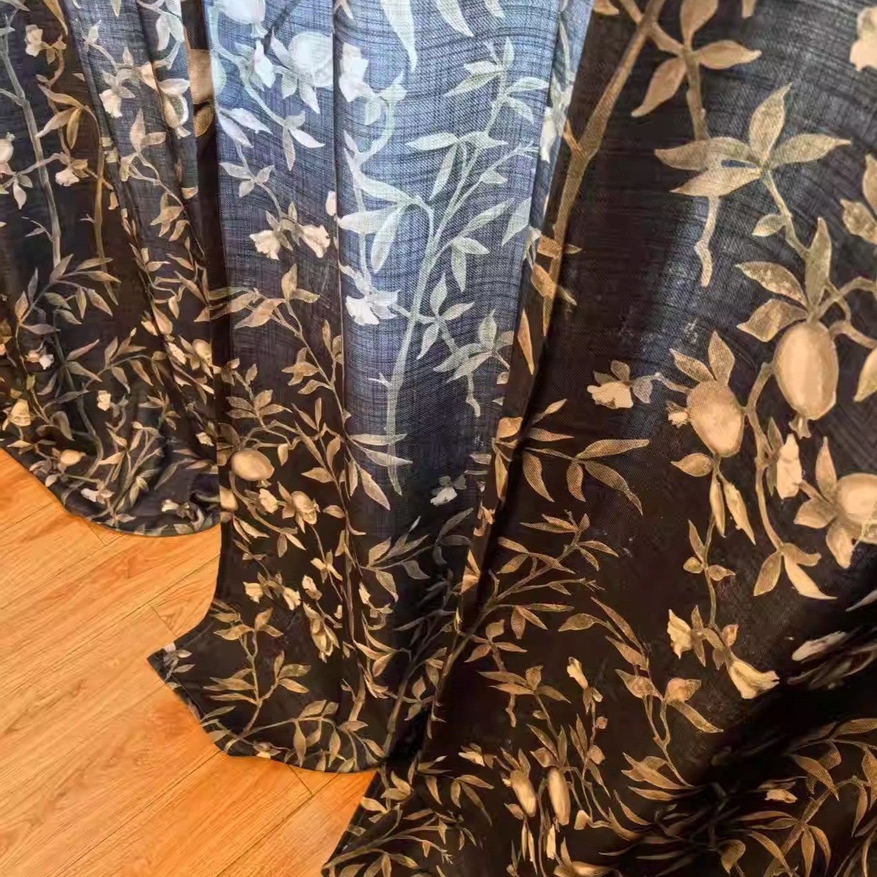 茜茜李东方美学布帘卧室遮光黑色窗帘中式古典棉麻奥黛丽