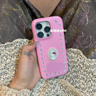 羊咩咩MM皮质创意韩系kitty苹果17Pro手机壳适用iPhone16ProMax少女心13 14全包ins防摔15保护套