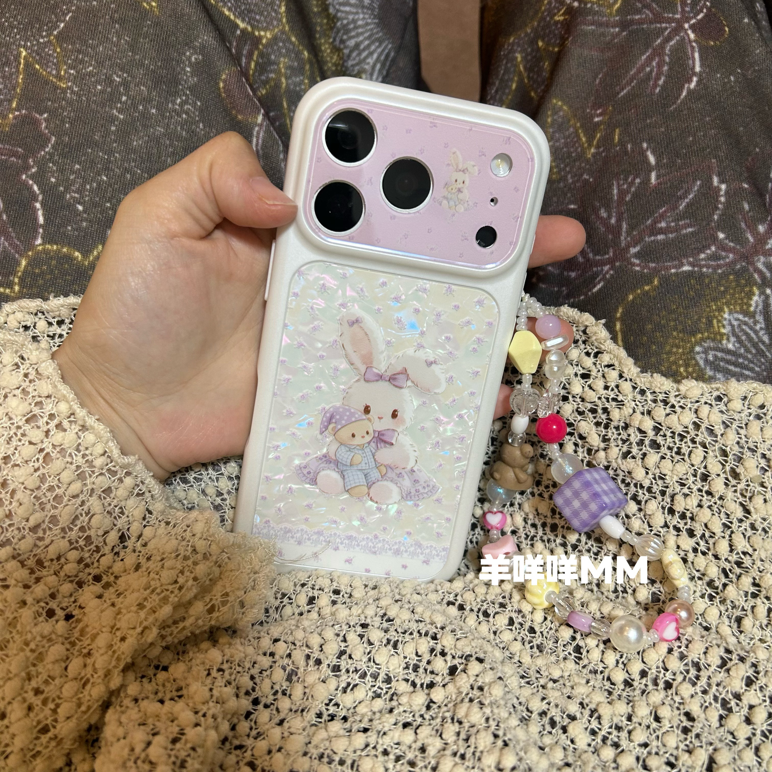 羊咩咩MM韩系可爱苹果17ProMax卡通小兔手机壳适用iPhone17Pro少女心16全包15Pro带链条17软保护套