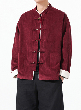 中国风盘扣立领唐装冬季灯芯绒红色拜年服 大码可配套装 1935-P95