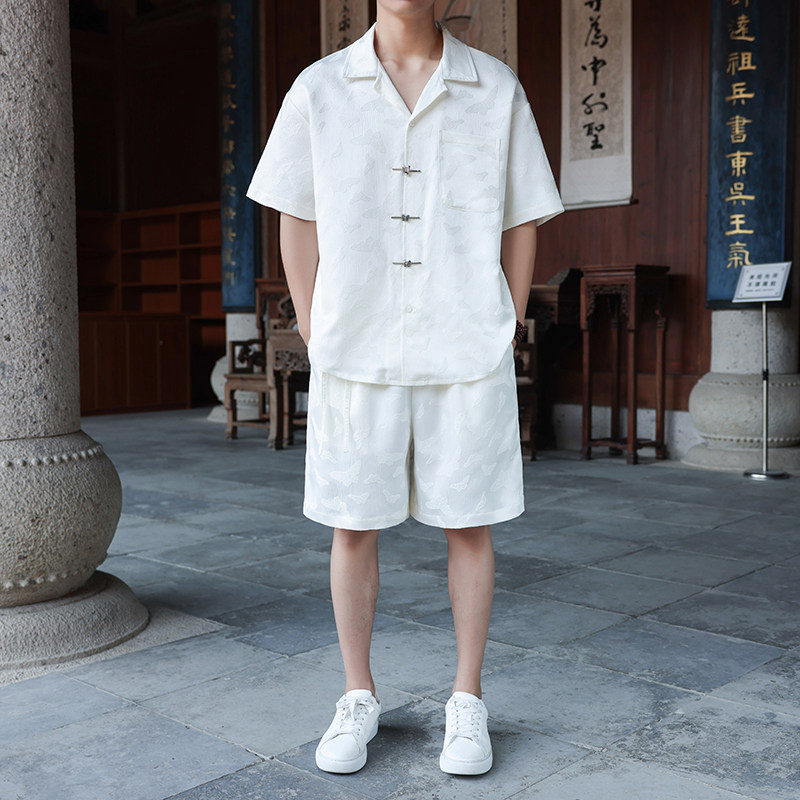 新中式盘扣短袖加五分短裤套装夏季短袖裤子一套1928-P100,男装牛仔裤,电商B378（原B341）