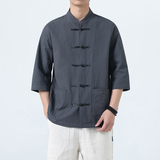 风复古半袖衬衣中式盘扣五分短袖1927-P55，男装T恤，电商B378（原B341）