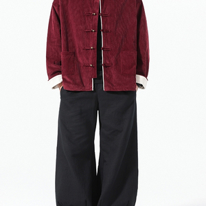 风盘扣立领唐装冬季灯芯绒红色拜年服 大码可配套装 1935-P95图片