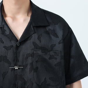 风大码短袖衬衣 蝴蝶提花翻领衬衫 M-5XL 1925-P60图片