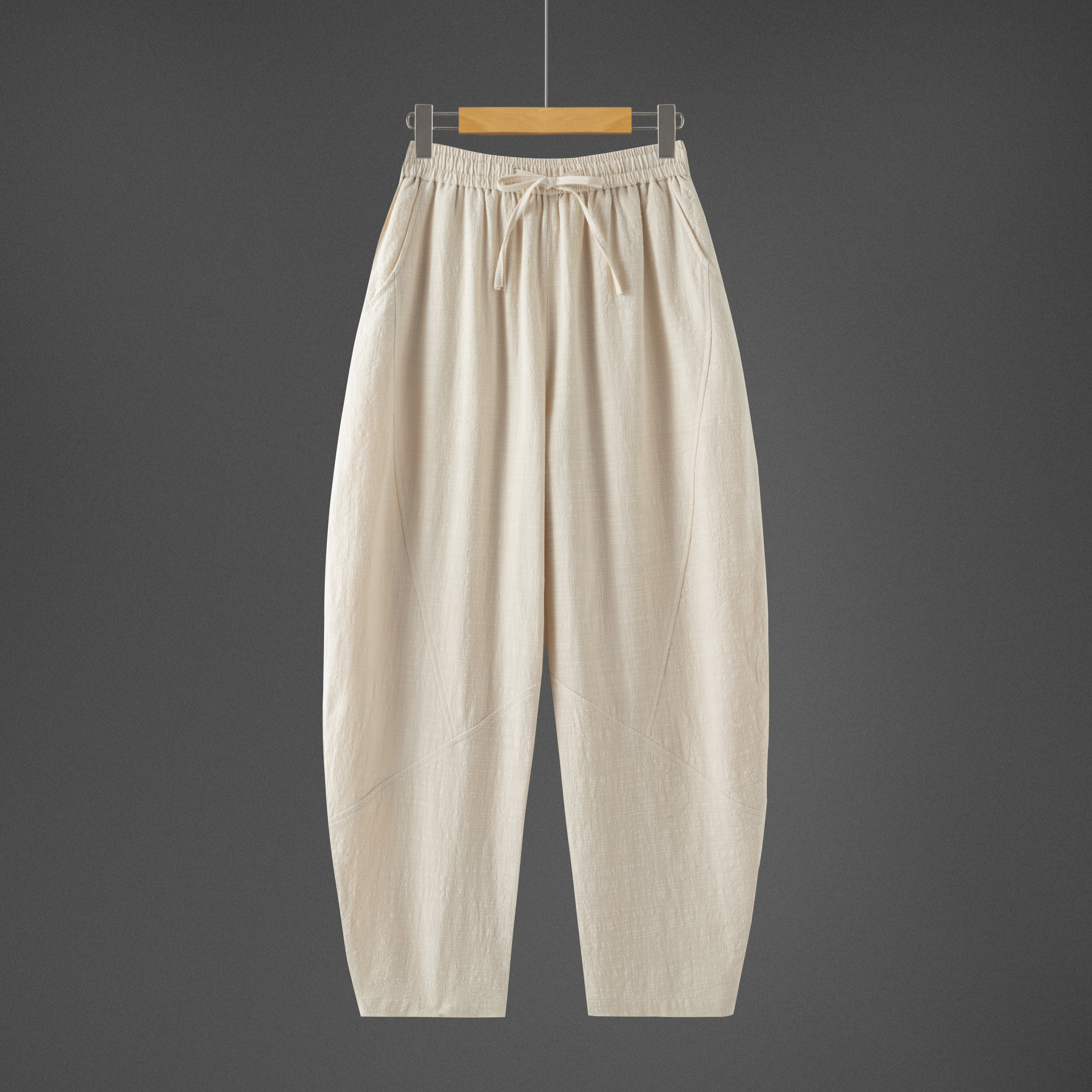 2026春夏新款新中式棉麻直筒休闲裤亚麻宽松哈伦裤B378-K51-P65，男装休闲裤，电商B378（原B341）