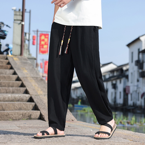 2025夏季男士休闲裤风全棉大码宽松直筒阔腿裤长裤K37-P60图片