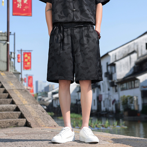 风夏季男士休闲裤2025新中式风大码宽松直筒五分裤K36-P45