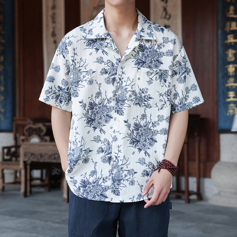 夏威夷海滩风短袖衬衫现货1926-P55，男装T恤，电商B378（原B341）