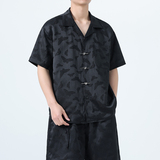 风夏季提花休闲大码上衣透气薄款复古风宽松衬衫1925-P60，男装衬衫，电商B378（原B341）