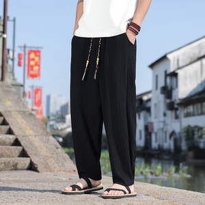 风夏季男士全棉薄款裤子大码宽松直筒收口休闲长裤K37-P60图片