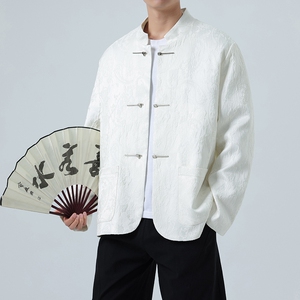 春季新中式暗花复古盘扣立领西服男高级感百搭风上衣 1920-P100图片