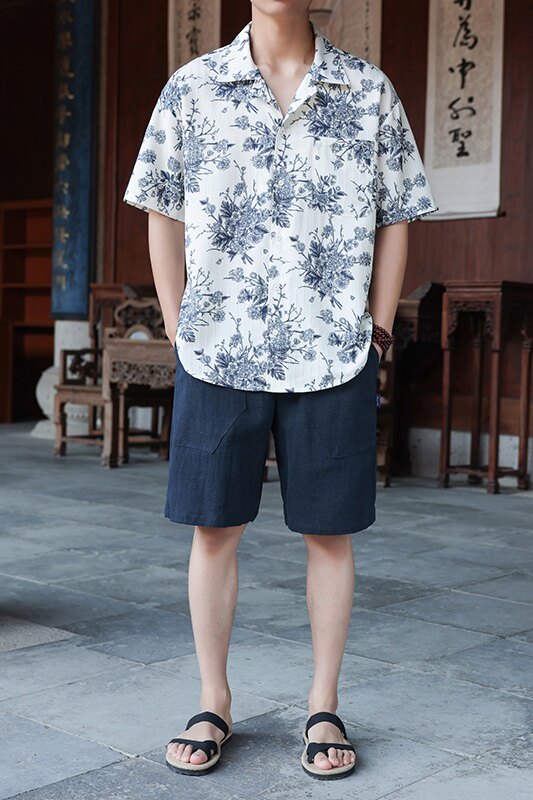 夏季风花式衬衫风复古印花短袖衬衣1926-P55,男装T恤,电商B378（原B341）
