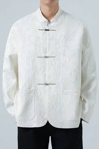 2025新中式风暗纹提花盘扣立领夹克衫高级感宽松外套 1920-P100图片