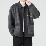 秋冬复古风毛绒拼接夹克外套羊羔毛翻领夹克1825-P130，男装夹克，电商B378（原B341）