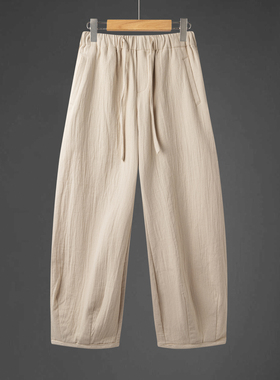 2025秋冬复古中国风宽松哈伦长裤宽松大码收口弯刀裤 K39-P80