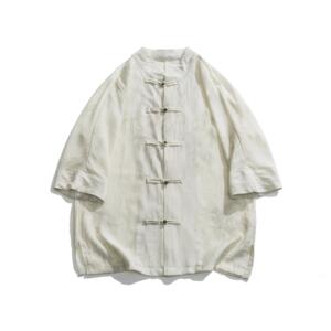 风轻薄款冰丝短袖衬衫盘扣新中式五分袖半袖禅意唐装1905-P65图片