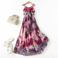 Long silk halter dress, goddess high-waisted printed slimming dress, vacation mulberry silk fairy sexy long dress thumbnail 3