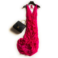 Clearance sale: New slimming V-neck backless seaside vacation silk beach dress thumbnail 8