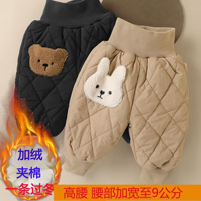 宝宝棉裤儿童冬装女三层加厚冬季加绒裤子男童冬款卡通洋气外穿潮