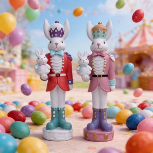 跨境亚马逊新款复活节装饰骑士彩蛋兔子家居树脂装饰品桌面摆件